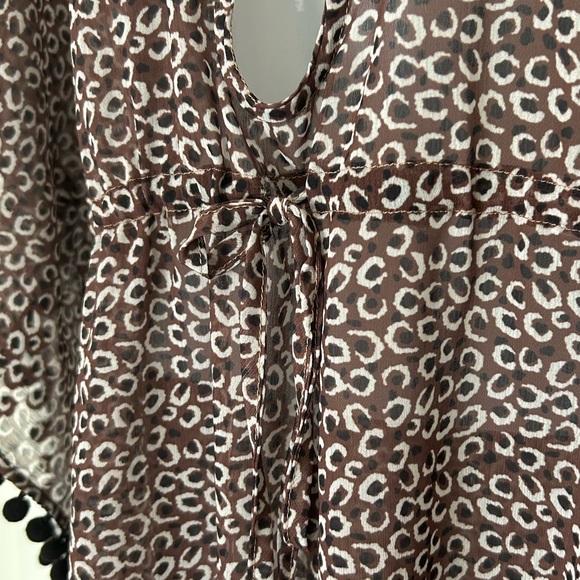 New Cotton Bleu Leopard Print semi-sheer beach cover up - Picture 3 of 8